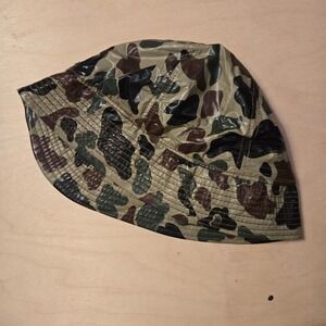 VTG Military Rain Bucket Hat Camo Green Brown Waterproof Boonie Tactical 7 1/4 L